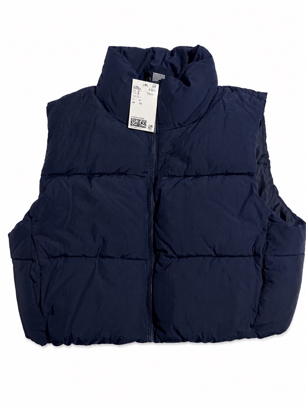 H&M navy blue puffer vest with horizontal quilting
Size L